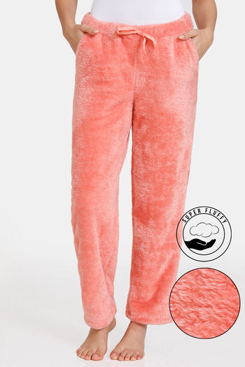Buy Zivame Fancy Fur Knit Poly Loungewear Pants - Lobster Bisque